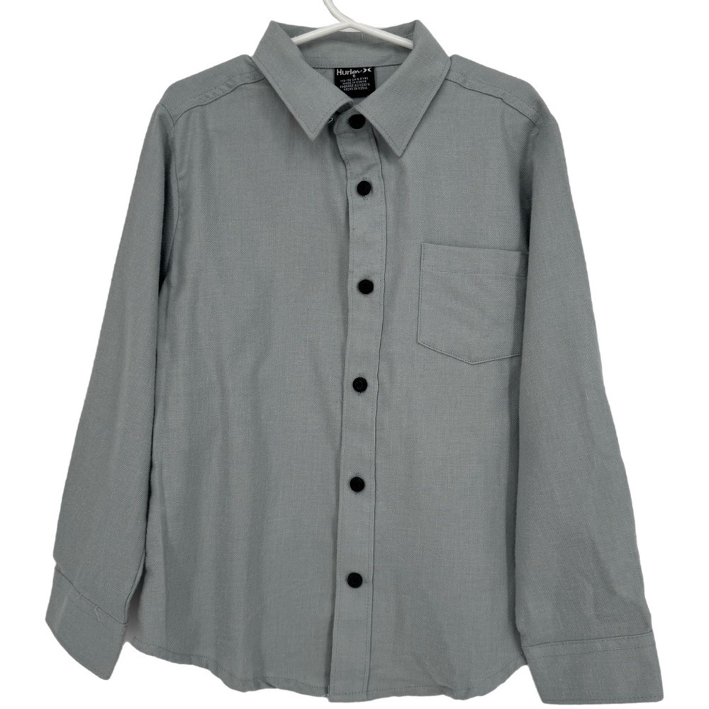 Hurley‎ Boys’ Long Sleeve Button Down Flannel Shirt Size 6 Gray